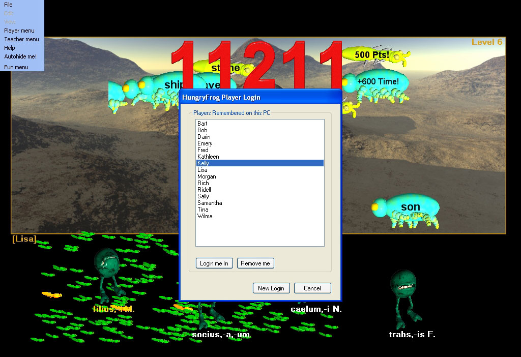 hungry frog latin vocabulary login list