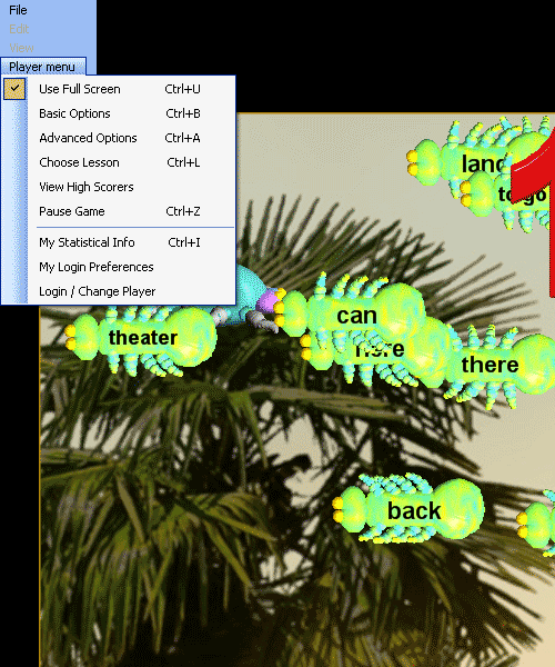 Learn German language game Player Menu